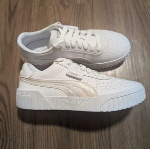 Puma Cali NL Jr. White and Pink Low Top Sneakers